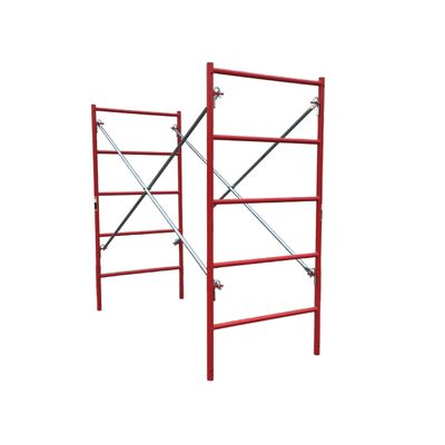 Red Powder Coated Q355 Steel Ladder Frame Scaffolding Easy Installation and Dismantling for Heavy-Duty Construction