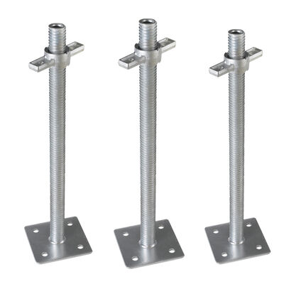 Galvanized Hollow Adjustable Scaffolding Base Jack, Partial‑Thread Steel Screw Base Plate for Ringlock Scaffolding Construction