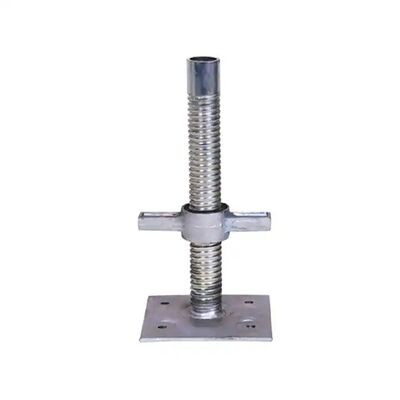 Galvanized Hollow Adjustable Scaffolding Base Jack, Partial‑Thread Steel Screw Base Plate for Ringlock Scaffolding Construction