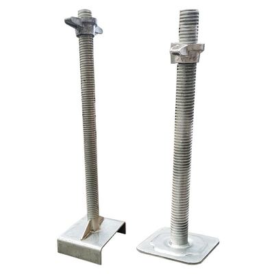 Galvanized Hollow Adjustable Scaffolding Base Jack, Partial‑Thread Steel Screw Base Plate for Ringlock Scaffolding Construction